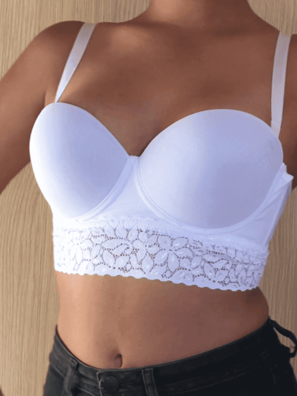 Brasier Strapless Espalda Ancha en Licra Nailon y Encaje